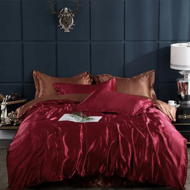 Stain Silk Duvet Cover Bedding Sets Comforter Cover with 1 Duvet Cover or Coverlet,1Sheet,2 Pillowcases for Double/Queen/King(1 Pillowcase for Twin/Single)