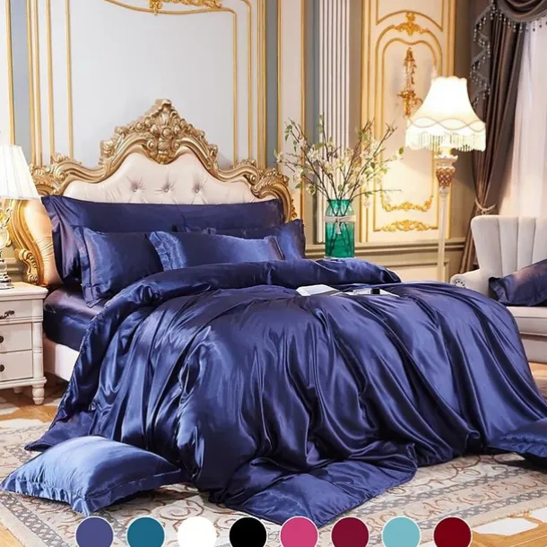 Stain Silk Duvet Cover Bedding Sets Comforter Cover with 1 Duvet Cover or Coverlet,1Sheet,2 Pillowcases for Double/Queen/King(1 Pillowcase for Twin/Single)