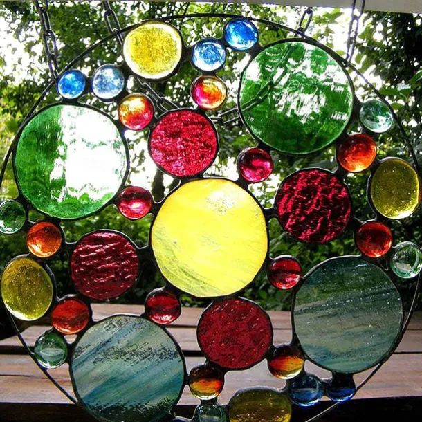 Stained Suncatcher Colorful Handicraft Pendant Creative Outdoor Garden Landscape Decoration Pendant