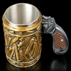 Stainless Steel Bullet Pattern Beer Mug, Steel Bullet Coffee Mugs Pistol Shape Handle Coffee Mug for Boyfriend, Father, Chritmas Xmas Gift