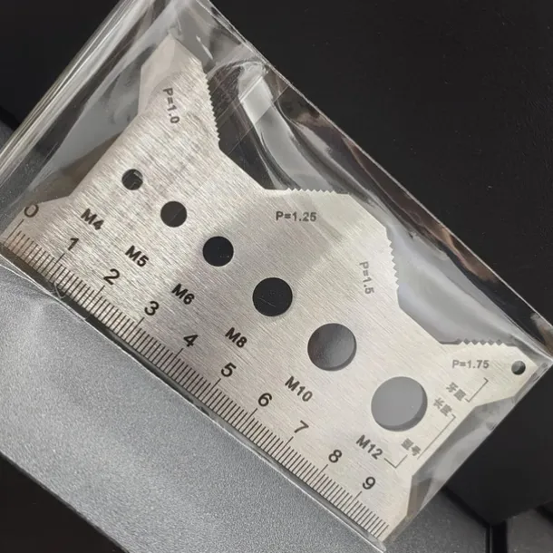 Stainless Steel Double-Sided Bolt Gauge Card, Portable Highly Precise Bolt Size-it Gauge, Bolt Size Finder, Quickly and Accurately Identify Bolt Thread and Screw Sizes