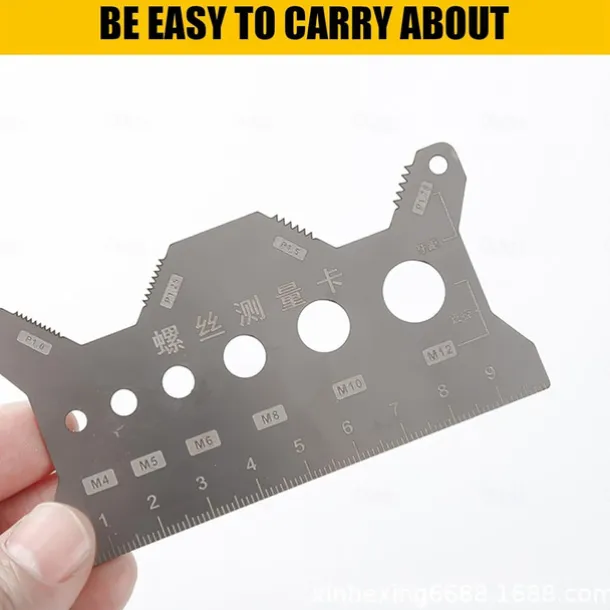 Stainless Steel Double-Sided Bolt Gauge Card, Portable Highly Precise Bolt Size-it Gauge, Bolt Size Finder, Quickly and Accurately Identify Bolt Thread and Screw Sizes