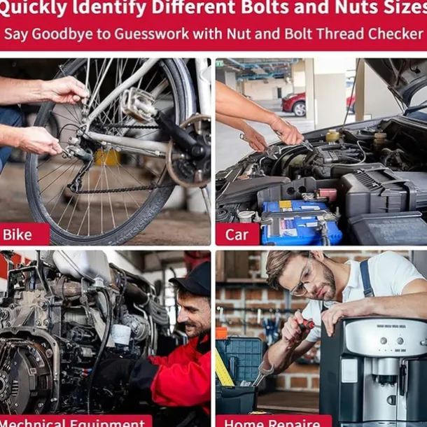 Stainless Steel Double-Sided Bolt Gauge Card, Portable Highly Precise Bolt Size-it Gauge, Bolt Size Finder, Quickly and Accurately Identify Bolt Thread and Screw Sizes
