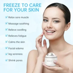 Stainless Steel Ice Roller For Face Rotation Cold Massage Ball Facial Roller for Pain Relief Tighten Skin Pore Shrinking