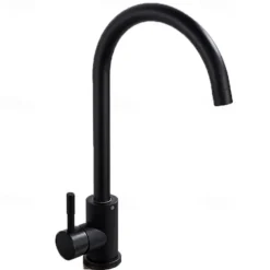 Stainless Steel Kitchen Sink Mixer Faucet, 360 Swivel Single Handle Kitchen Taps Deck Mounted, with Hot and Cold Water Hose Vessel Taps