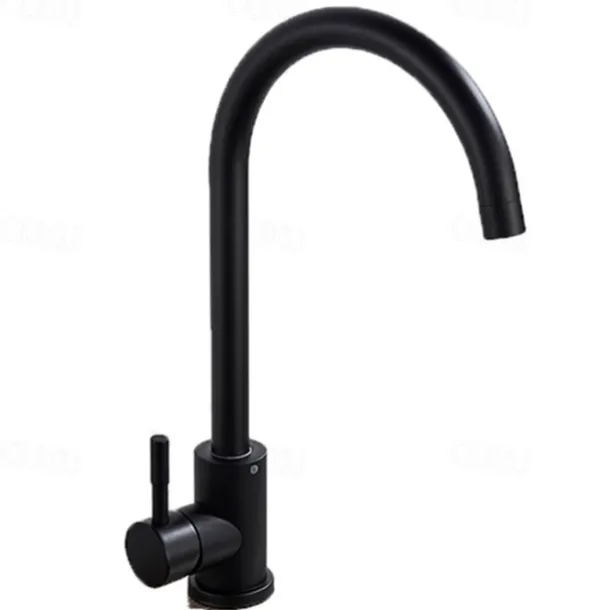Stainless Steel Kitchen Sink Mixer Faucet, 360 Swivel Single Handle Kitchen Taps Deck Mounted, with Hot and Cold Water Hose Vessel Taps