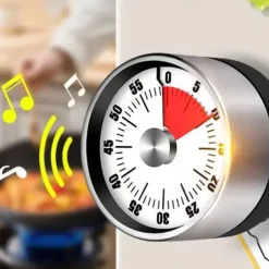 Stainless Steel Mechanical Kitchen Cooking Timer Magnet Round Shape 60 Minutes Countdown Cooking Clock Alarm Time Reminder