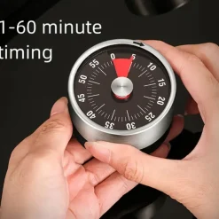 Stainless Steel Mechanical Kitchen Cooking Timer Magnet Round Shape 60 Minutes Countdown Cooking Clock Alarm Time Reminder