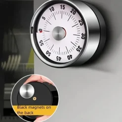 Stainless Steel Mechanical Kitchen Cooking Timer Magnet Round Shape 60 Minutes Countdown Cooking Clock Alarm Time Reminder