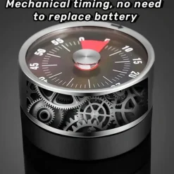 Stainless Steel Mechanical Kitchen Cooking Timer Magnet Round Shape 60 Minutes Countdown Cooking Clock Alarm Time Reminder