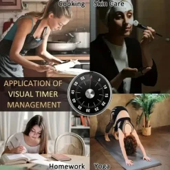 Stainless Steel Mechanical Kitchen Cooking Timer Magnet Round Shape 60 Minutes Countdown Cooking Clock Alarm Time Reminder