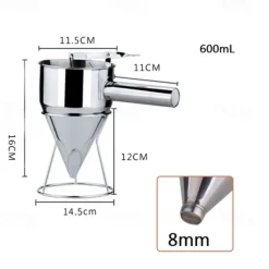 Stainless Steel Piston Funnel With Support Sauce Cream Dosing Funnel For Chocolate Cupcake Tool Octopus Balls Tools Kitchen Tool