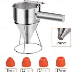 Stainless Steel Piston Funnel With Support Sauce Cream Dosing Funnel For Chocolate Cupcake Tool Octopus Balls Tools Kitchen Tool