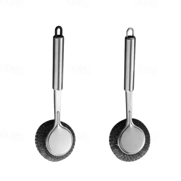 Stainless Steel Pot Brush with Long Handle, Multifunctional Kitchen Artifact Cleaning Pots and Bowls, Stainless Steel Pot Brush, Universal Steel Brush for Pots, Pans, Grills, Sink