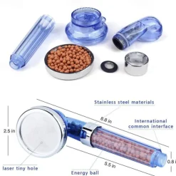 Stainless Steel Shower Head with handheld, Filter Filtration High Pressure Water Saving 3 Mode Function Spray Handheld Showerheads for Dry Skin & Hair