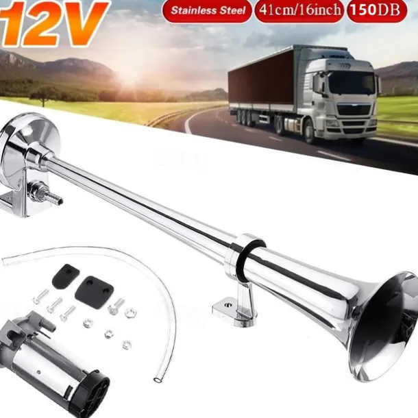 StarFire Car Truck Horn Train Air Horn 150DB Loud Universal Electric Dual Trumpet Air Horns Kit For Any 12V/24V Cars Trucks Trains Lorry Boat Ship Van