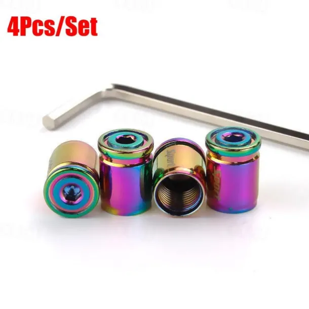 StarFire 4pcs Anti-Theft Tire Valve Caps - Sport Style Zinc Alloy Valve Stem Covers, Dust Proof and Decorative for Wheels