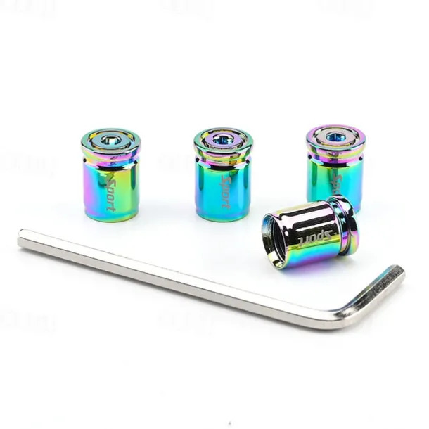 StarFire 4pcs Anti-Theft Tire Valve Caps - Sport Style Zinc Alloy Valve Stem Covers, Dust Proof and Decorative for Wheels