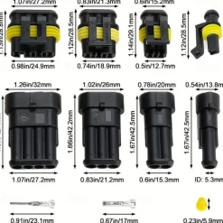 StarFire 352pcs HID Waterproof Connectors 1/2/3/4Pin 26sets Car Electrical Electric Wire Connector Plug Truck Harness Way Car Sealed Waterproof Electrical Wire