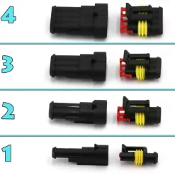 StarFire 352pcs HID Waterproof Connectors 1/2/3/4Pin 26sets Car Electrical Electric Wire Connector Plug Truck Harness Way Car Sealed Waterproof Electrical Wire