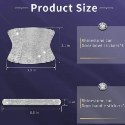 StarFire 1/2/4PCS Rhinestone Car Door Handle Stickers - Bling Car Accessories Crystal Glitter Door Handle Protector Stickers and Decals Scratch Safety Reflective Auto Sticker for Woman &amp Man