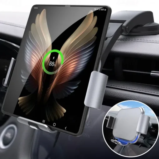 StarFire Wireless Car Charger For Galaxy Z Fold 4 3 2 iPhone Samsung W22 W21 Foldable Phone Holder Dual Coil Car Chargers Fast Charging