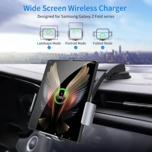 StarFire Wireless Car Charger For Galaxy Z Fold 4 3 2 iPhone Samsung W22 W21 Foldable Phone Holder Dual Coil Car Chargers Fast Charging