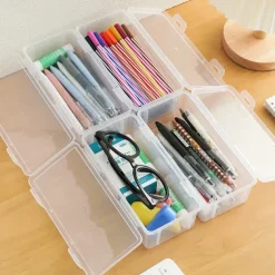 Storage Box Transparent Pencil Case Large Capacity Desktop Organized Double-layer Glasses Case Multi-function Stationery Box
