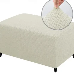 Stretch Ottoman Cover Square Ottoman Slipcovers Rectangular Foldable Storage Stool Cover Bench Cover Furniture Protector Soft Slipcover with Elastic Bottom