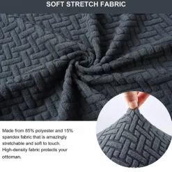 Stretch Ottoman Cover Square Ottoman Slipcovers Rectangular Foldable Storage Stool Cover Bench Cover Furniture Protector Soft Slipcover with Elastic Bottom