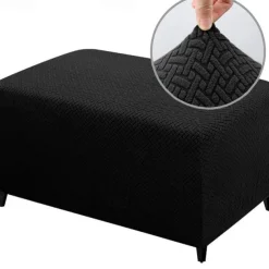 Stretch Ottoman Cover Square Ottoman Slipcovers Rectangular Foldable Storage Stool Cover Bench Cover Furniture Protector Soft Slipcover with Elastic Bottom