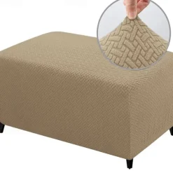 Stretch Ottoman Cover Square Ottoman Slipcovers Rectangular Foldable Storage Stool Cover Bench Cover Furniture Protector Soft Slipcover with Elastic Bottom