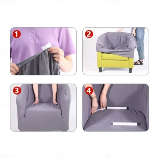 Stretch Velvet Club Chair Cover Barrel Chair Slipcover Elastic Armchair Single Sofa Cover Barrel Tub Chair for Cafe Hotel Coffee Shop Cross Border Soft Durable Washable