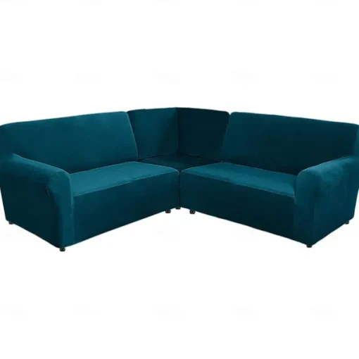 Stretch velvet 5-seater L-shaped sofa cover Solid color all-inclusive private seat pie corner L-shaped sofa cover