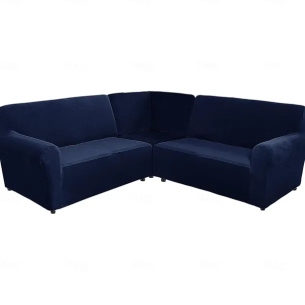 Stretch velvet 5-seater L-shaped sofa cover Solid color all-inclusive private seat pie corner L-shaped sofa cover