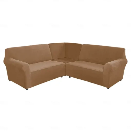 Stretch velvet 5-seater L-shaped sofa cover Solid color all-inclusive private seat pie corner L-shaped sofa cover
