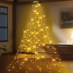 String Lights LED Christmas Tree with Ring 400LED Christmas Tree Lights with 16 Strands 2m Christmas Tree String Lights Christmas Lights String Lights for 150cm-240cm Tree