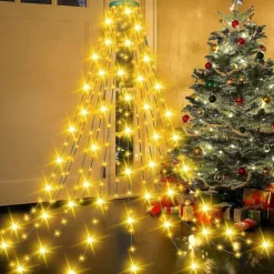 String Lights LED Christmas Tree with Ring 400LED Christmas Tree Lights with 16 Strands 2m Christmas Tree String Lights Christmas Lights String Lights for 150cm-240cm Tree