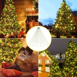 String Lights LED Christmas Tree with Ring 400LED Christmas Tree Lights with 16 Strands 2m Christmas Tree String Lights Christmas Lights String Lights for 150cm-240cm Tree