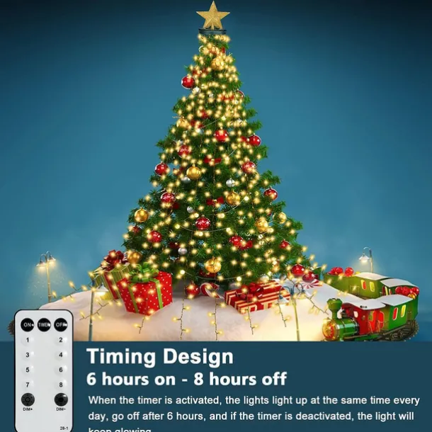 String Lights LED Christmas Tree with Ring 400LED Christmas Tree Lights with 16 Strands 2m Christmas Tree String Lights Christmas Lights String Lights for 150cm-240cm Tree
