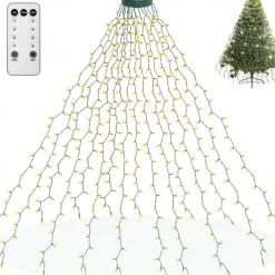 String Lights LED Christmas Tree with Ring 400LED Christmas Tree Lights with 16 Strands 2m Christmas Tree String Lights Christmas Lights String Lights for 150cm-240cm Tree