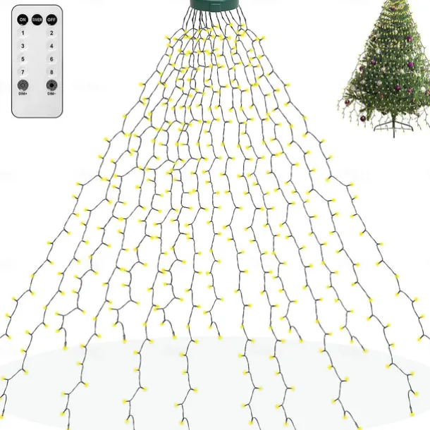String Lights LED Christmas Tree with Ring 400LED Christmas Tree Lights with 16 Strands 2m Christmas Tree String Lights Christmas Lights String Lights for 150cm-240cm Tree