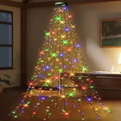 String Lights LED Christmas Tree with Ring 400LED Christmas Tree Lights with 16 Strands 2m Christmas Tree String Lights Christmas Lights String Lights for 150cm-240cm Tree