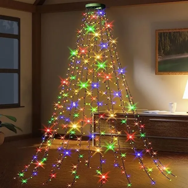 String Lights LED Christmas Tree with Ring 400LED Christmas Tree Lights with 16 Strands 2m Christmas Tree String Lights Christmas Lights String Lights for 150cm-240cm Tree