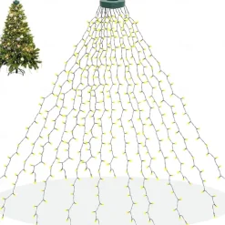 String Lights LED Christmas Tree with Ring 400LED Christmas Tree Lights with 16 Strands 2m Christmas Tree String Lights Christmas Lights String Lights for 150cm-240cm Tree