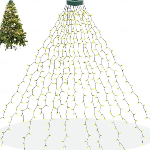 String Lights LED Christmas Tree with Ring 400LED Christmas Tree Lights with 16 Strands 2m Christmas Tree String Lights Christmas Lights String Lights for 150cm-240cm Tree