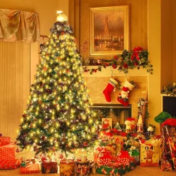 String Lights LED Christmas Tree with Ring 400LED Christmas Tree Lights with 16 Strands 2m Christmas Tree String Lights Christmas Lights String Lights for 150cm-240cm Tree