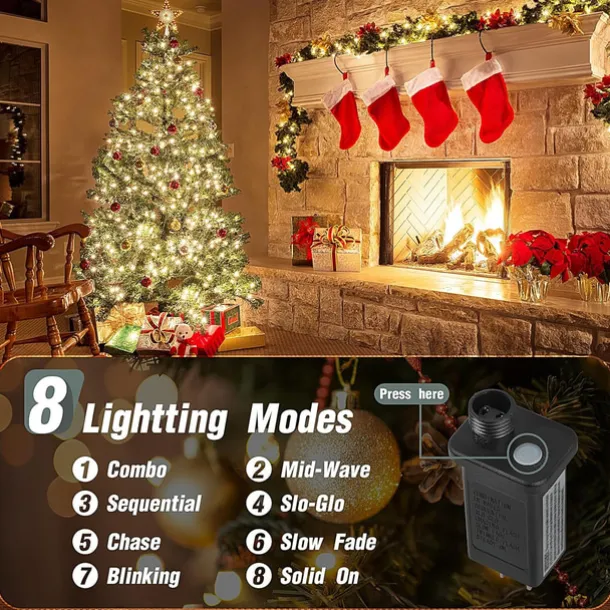 String Lights LED Christmas Tree with Ring 400LED Christmas Tree Lights with 16 Strands 2m Christmas Tree String Lights Christmas Lights String Lights for 150cm-240cm Tree