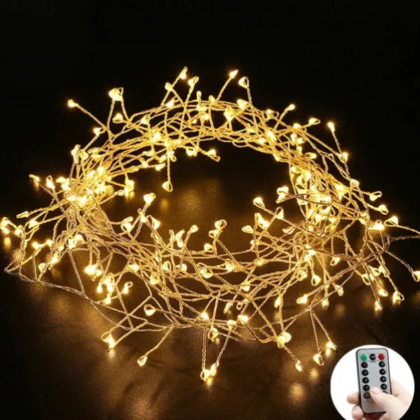String Lights 3M 6M USB Remote Control Copper Wire LED Firecracker String Lights 100LEDs 200LEDs Firecracker Fairy Light For Christmas Wedding Holiday Party Home Decoration