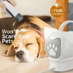 Strong Power 7 in 1 Pet Grooming Vacuum Kit - Professional Clippers with 6 Guide Combs Mulifunctional Tools for 99% Pet Hair Removal - Dogs Cats and Other Animals